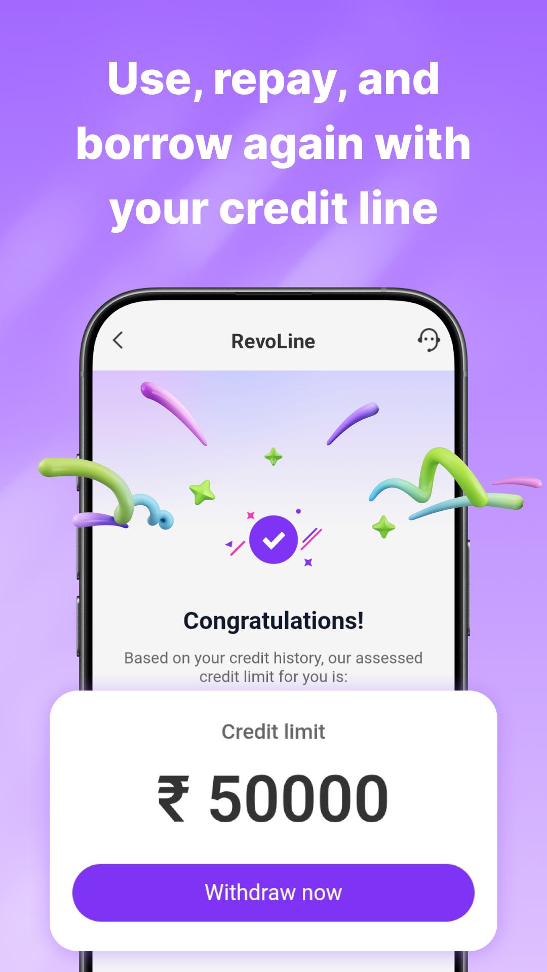 App screen: withdrawal and repayment terms